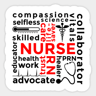 Nursing related words and symbols Sticker